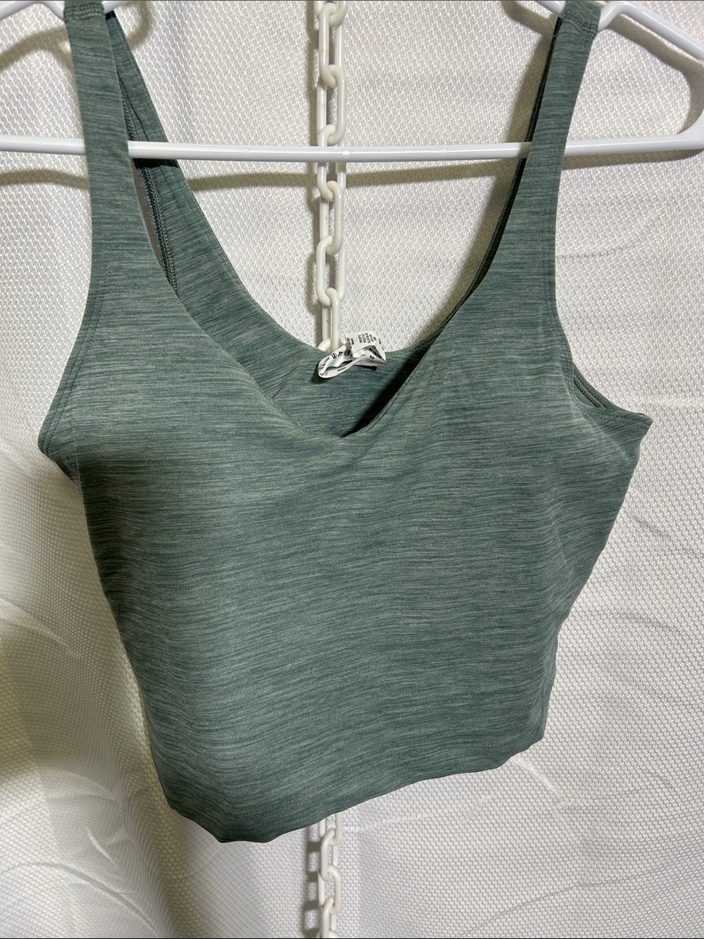 Lululemon Women’s V-Neck sports Crop Tank Top in Heathered Sage Green size 8